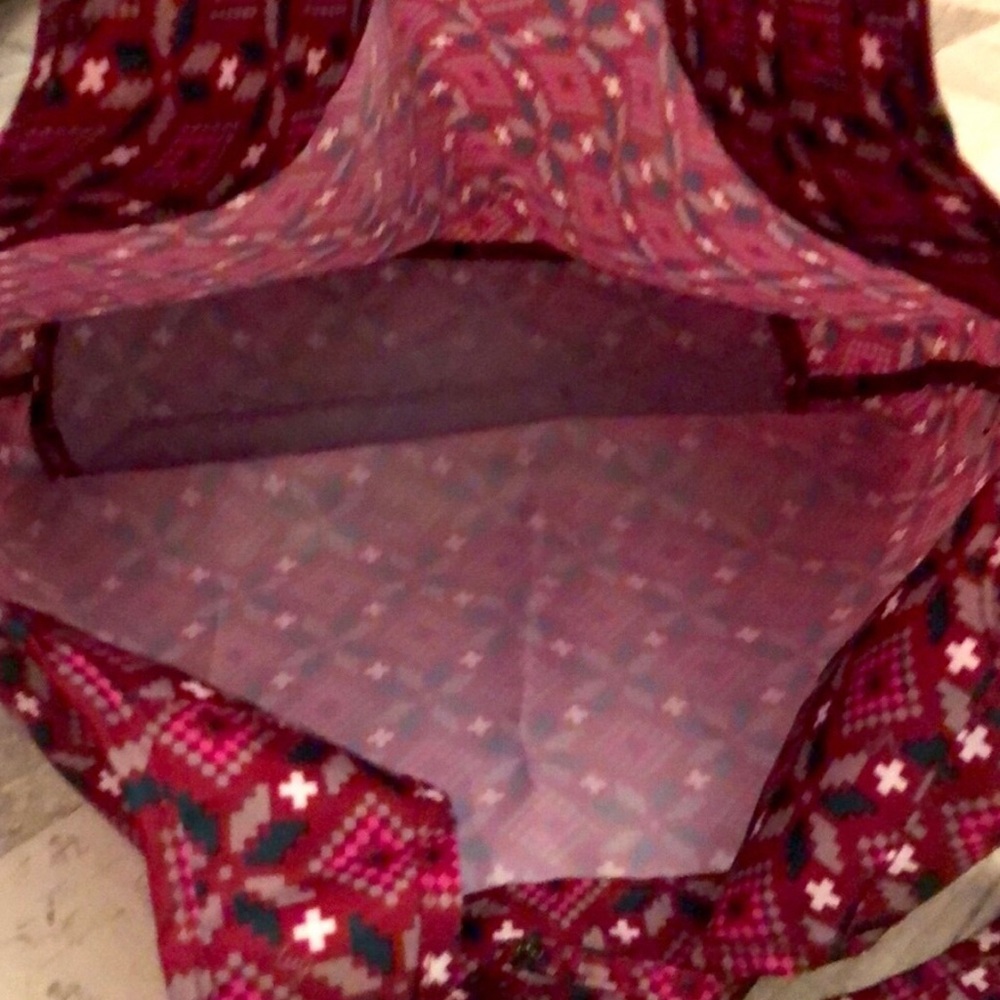 Lug Burgundy Patterned Foldable Eco Shopper Tote Bag, New Without Tags - Picture 6 of 11